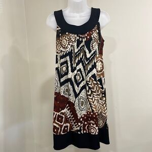 Ronni Nicole sleeveless brown abstract dress. Size 6 S small